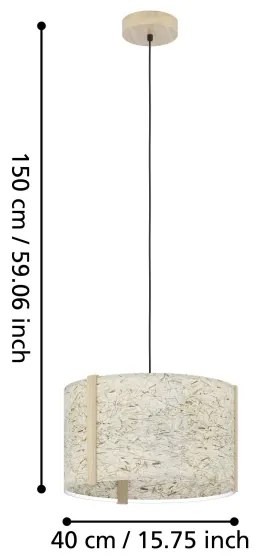 Eglo 390323 - Csillár zsinóron HONTONGAS 1xE27/25W/230V bézs