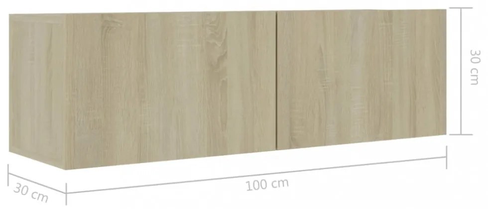 sonoma tölgy szerelt fa TV-szekrény 100 x 30 x 30 cm