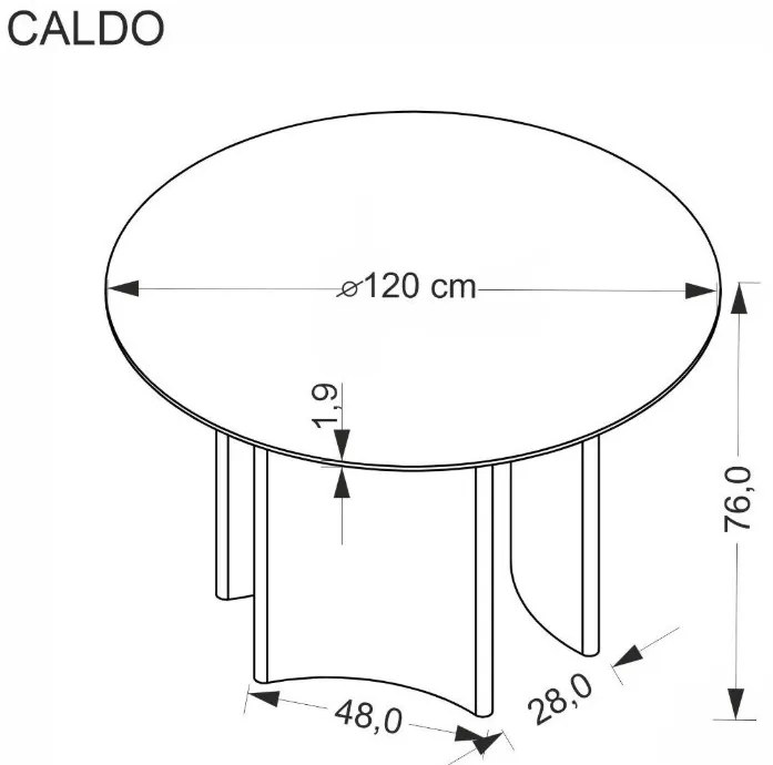 Caldo kerek étkezőasztal dió 120cm