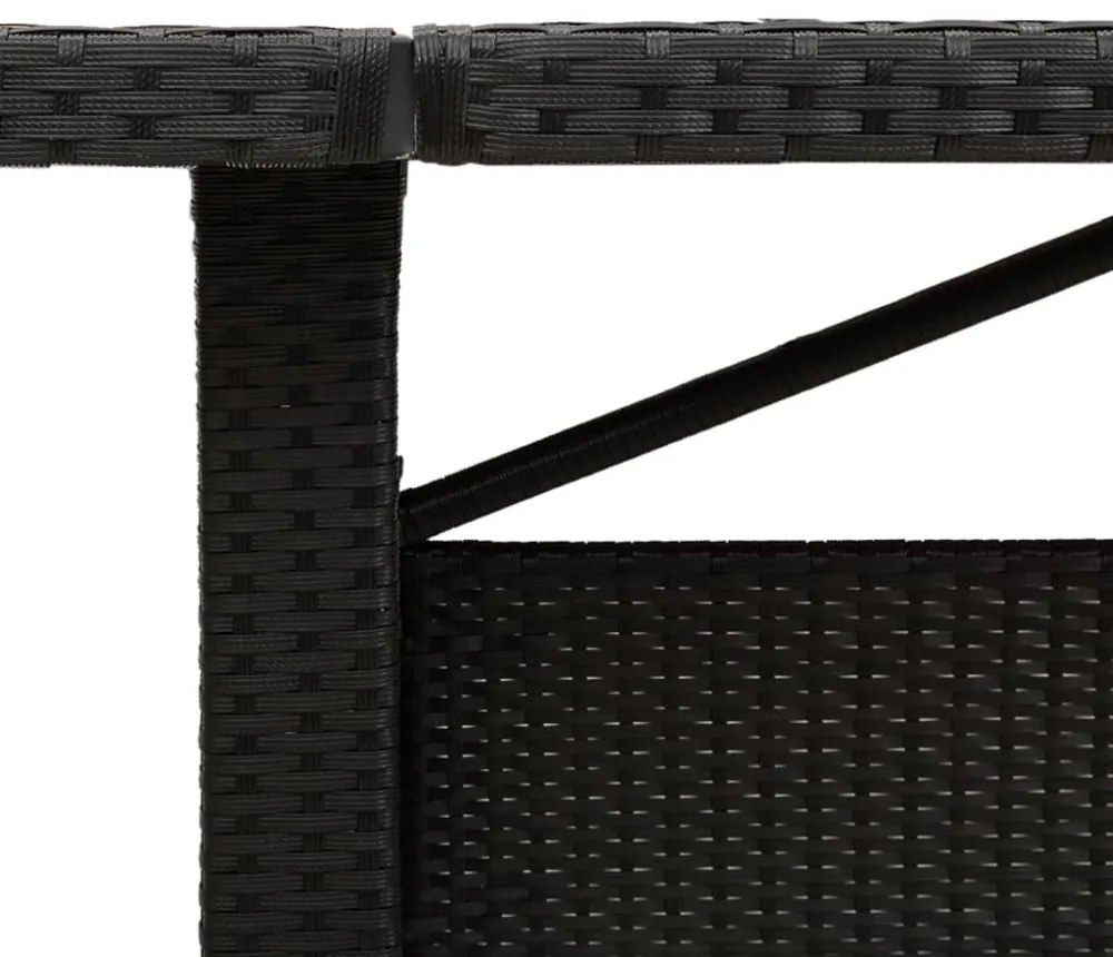 fekete polyrattan kerti asztal akácfa lappal 240 x 90 x 75 cm