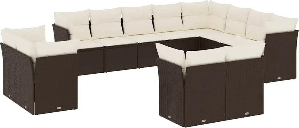 vidaXL 12 részes barna polyrattan kerti ülőgarnitúra párnákkal