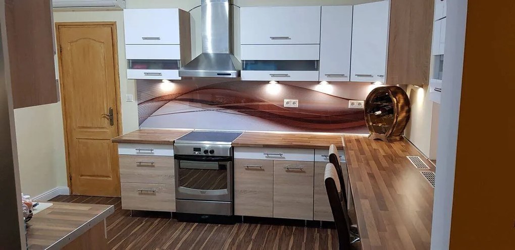 Wallplex falburkoló konyhapanel Barna hullám (Méret: Nagy 60x240)