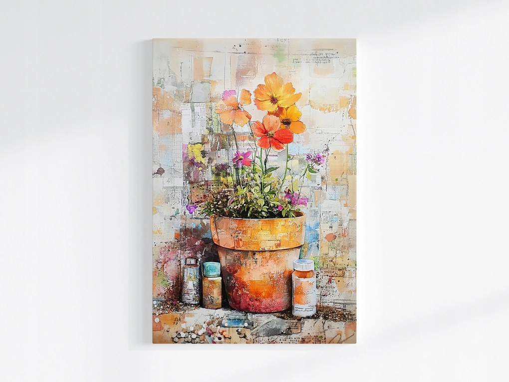 Vászonkép Canvas Dekoráció Színes Virágok Virágcserép Növények 40x60