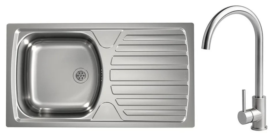 ALVEUS - BASIC konyhai mosogató 78 x 43,5 cm + VIOLA mosogató csaptelep 36,7 cm rozsdamentes acél