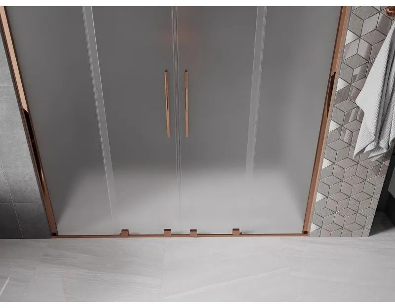 Mexen Velar Duo, tolózuhanyajtó nyitáshoz 170 cm, 8 mm-es matt üveg, rózsaszín arany, 871-170-000-32-60