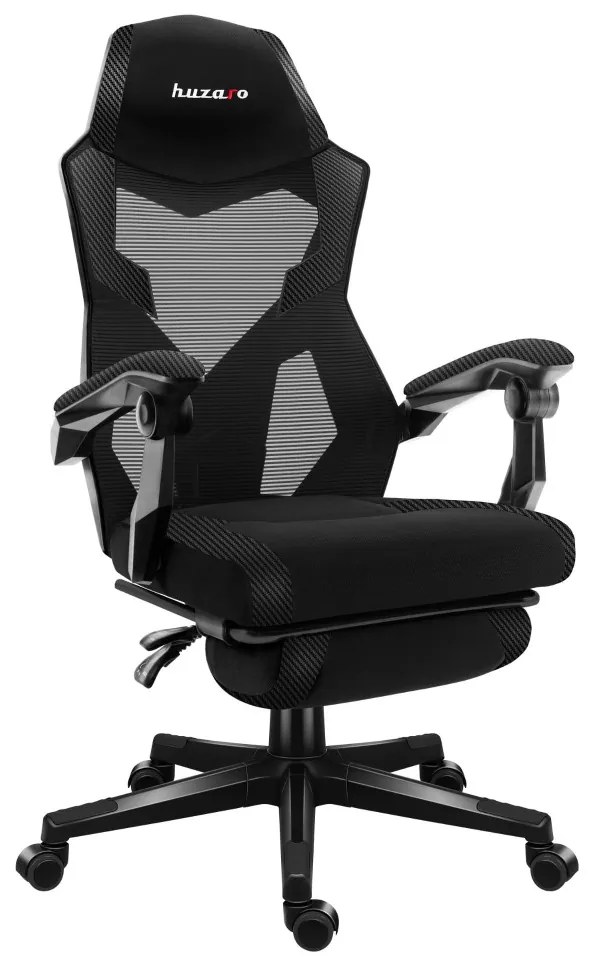 Gamer szék, lábtartó, lélegző anyag, ergonómikus kartámaszok, fekete