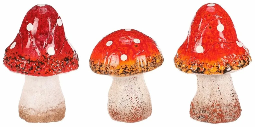 Őszi dekoráció Kerámia gomba szett, 3 db