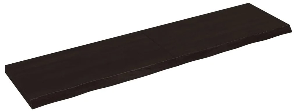 sötétbarna kezelt tömör tölgyfa fali polc 200 x 50 x (2-6) cm