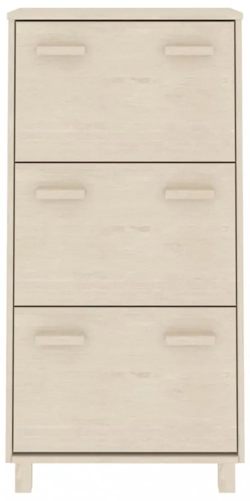 HAMAR mézbarna tömör fenyőfa cipőszekrény 59,5 x 35 x 117 cm