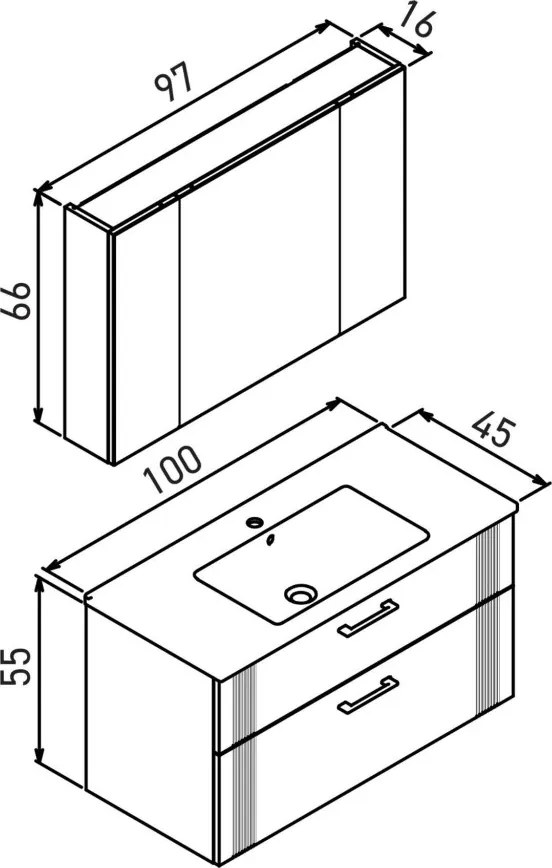 Bari mosdószekrény, 100 cm – TR785PNC1521