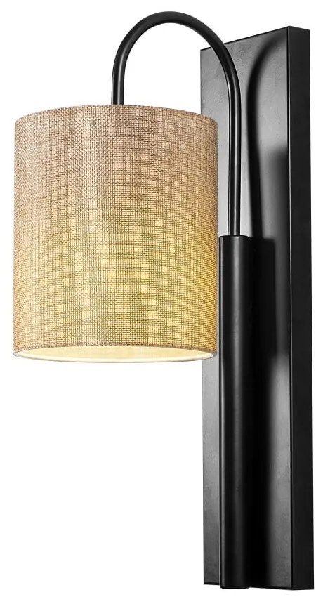 Julia fekete fém falilámpa világosbarna búrával - Opviq lights