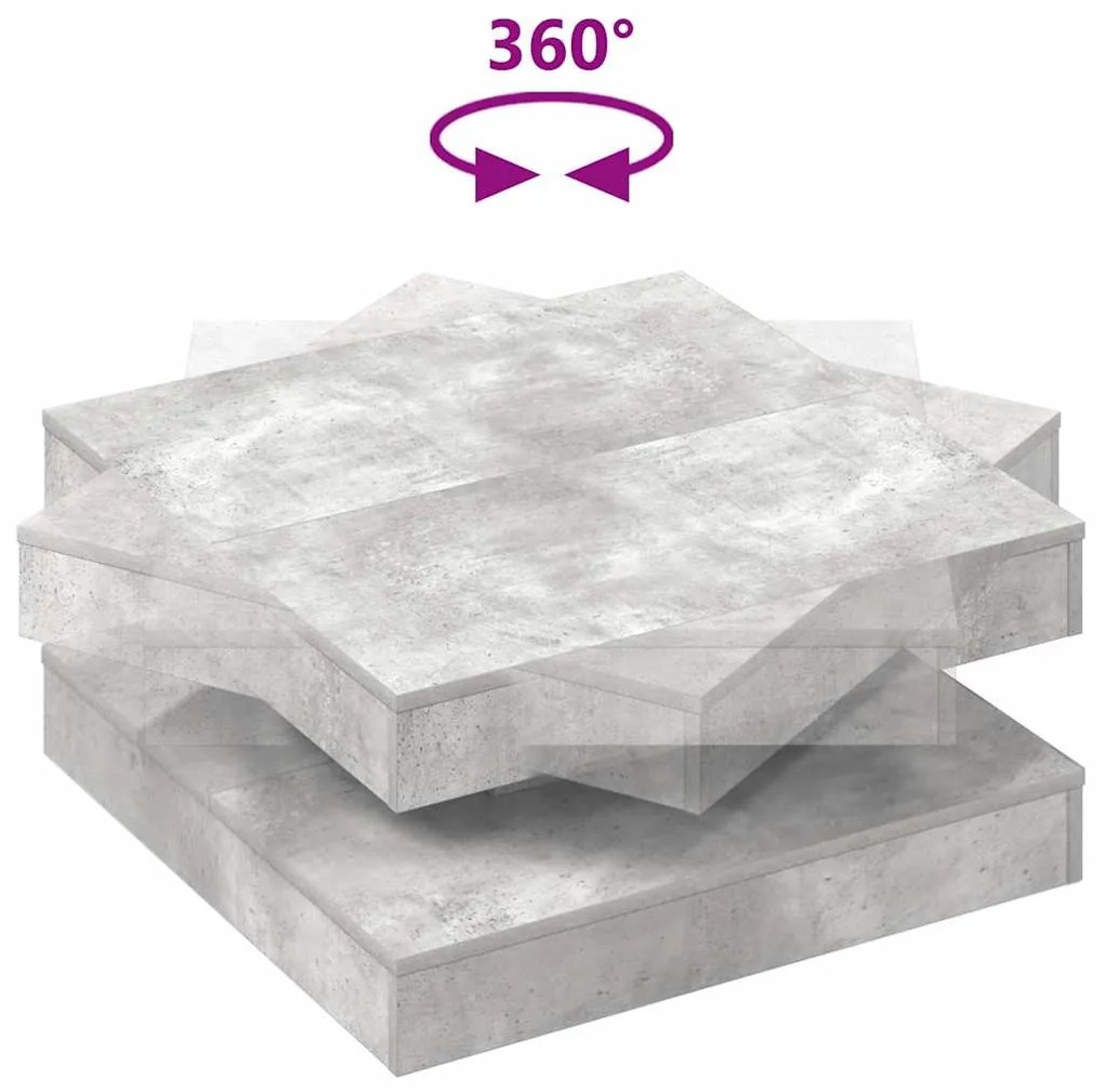 betonszürke dohányzóasztal 360 fokban forgatható 70x70x34,5 cm