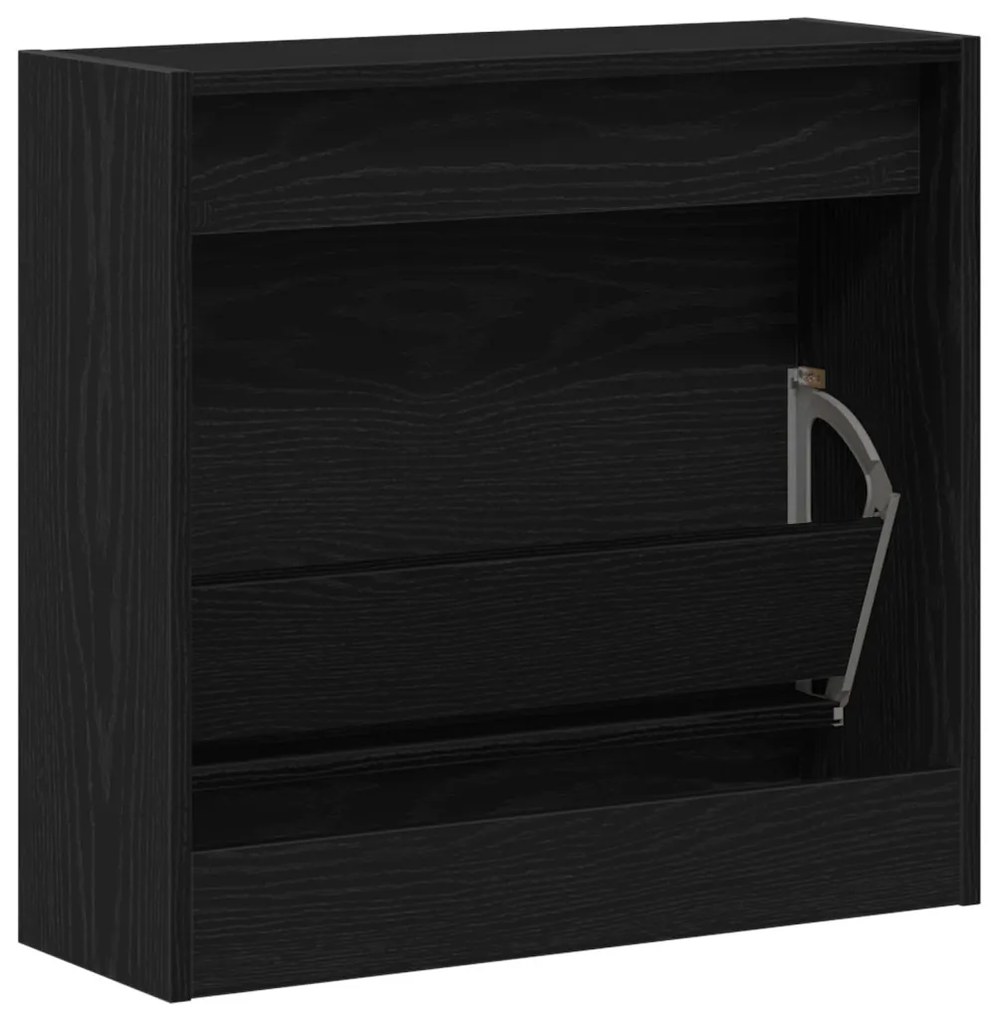 Cipőtároló Fekete Tölgy 60x21x57 cm Műanyag