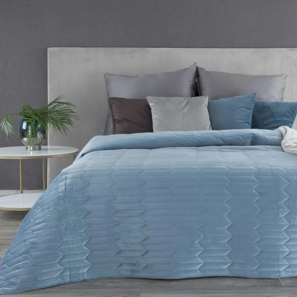 Kék bársony steppelt kétoldalas ágytakaró Szélesség: 170 cm | Hossz: 210 cm