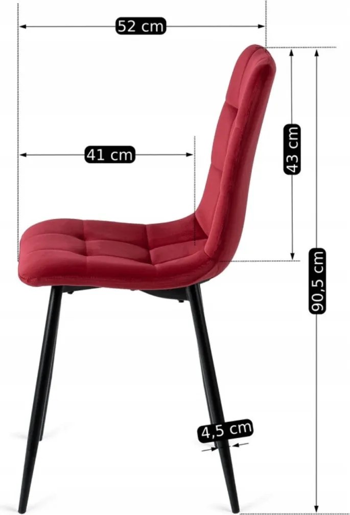 Szék bordó színben, bársony kárpittal PERU