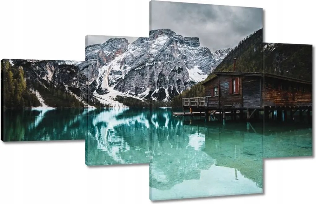 Festmények 130x80 Fa házikó a hegyekben