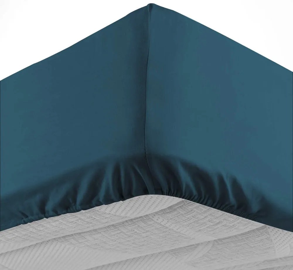 Kék gumis pamut lepedő 160x200 cm Lina – douceur d'intérieur