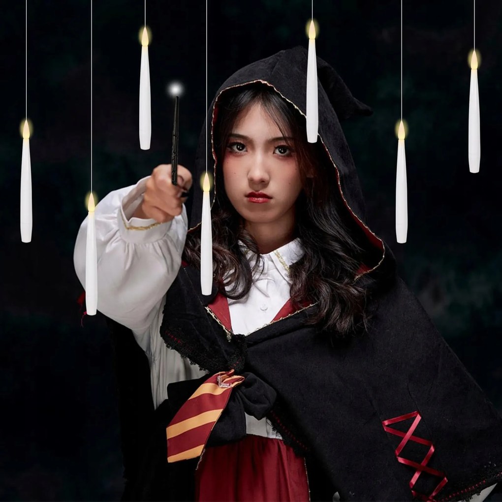 Lebegő Gyertyák, 12 Db Lángmentes Led Gyertya Halloween Pálcával