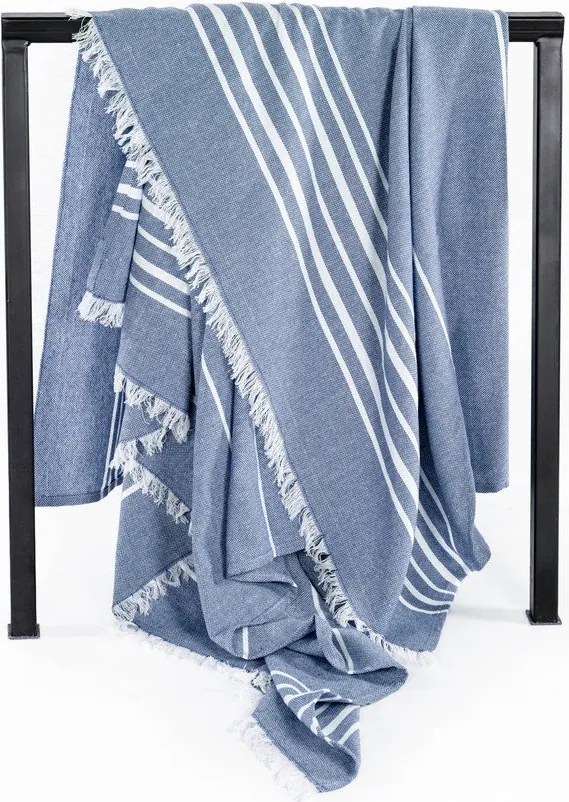 Kék pamut takaró 150x200 cm Solene – Tiseco Home Studio