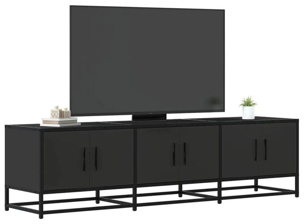 fekete szerelt fa és fém TV-szekrény 150x35x41 cm