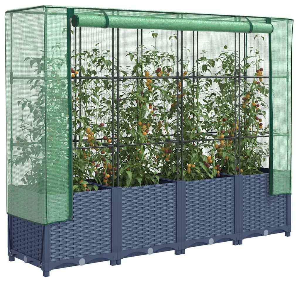 rattan megjelenésű magaságyás melegháztakaróval 160x40x138 cm