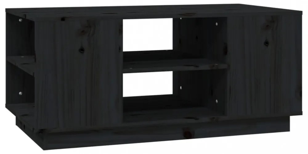 fekete tömör fenyőfa dohányzóasztal 90 x 49 x 40,5 cm