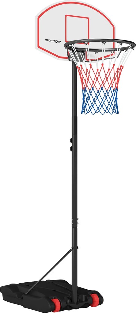 SPORTNOW Kültéri Kosárlabdapálya Magasság Állítható (210-247 cm) Darttáblás Háttámlával, Hordozható Kosárlabdapálya Kerekekkel, Tölthető Alap, Fiatalo