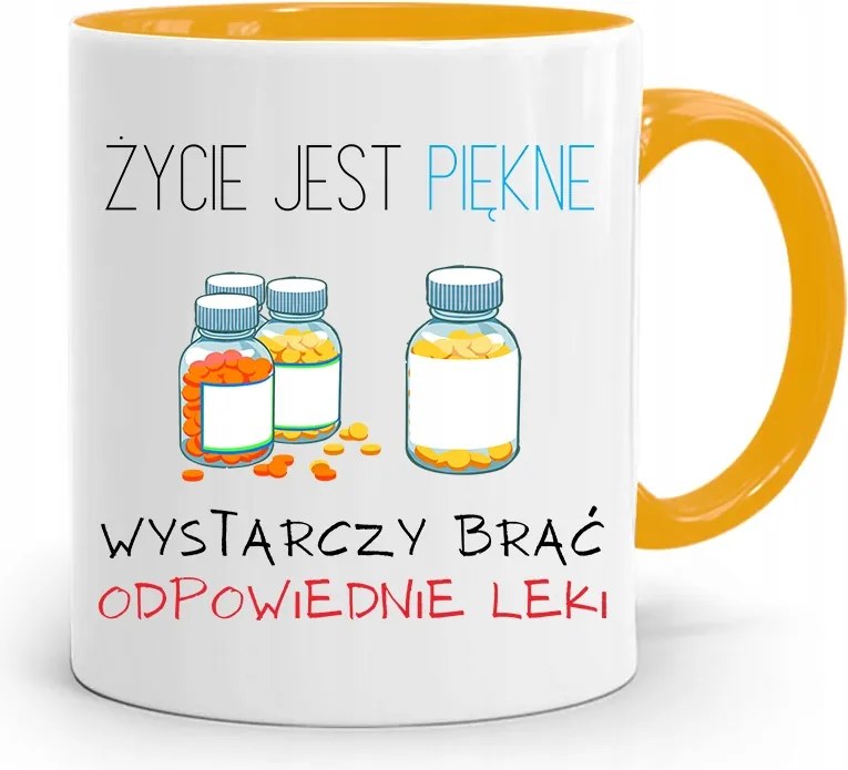 Sárga Bögre Ápolónő Ajándéka Az Élet Gyönyörű, fényképes nyomattal