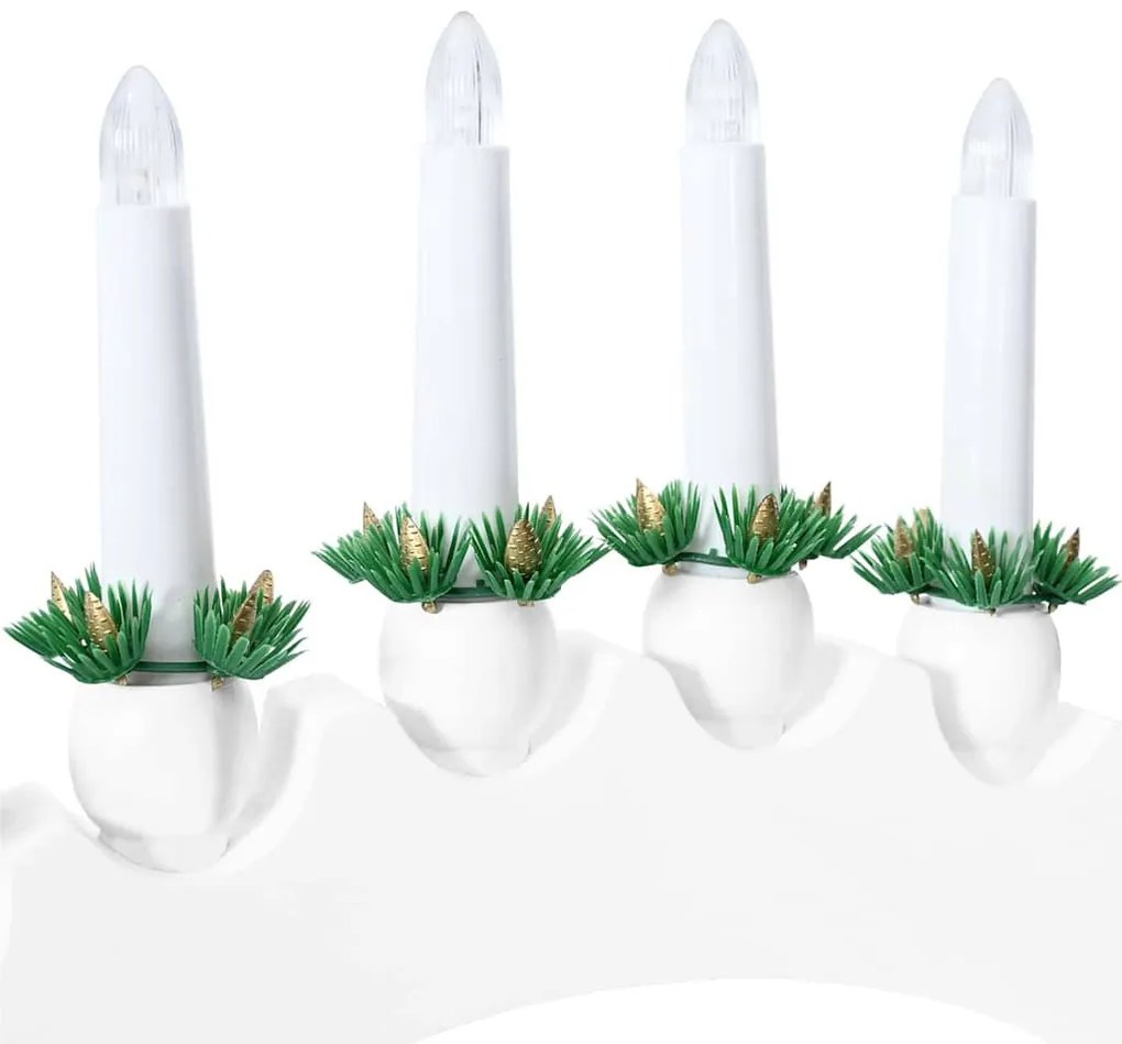 Karácsonyi gyertyatartó ív 10 LED gyertyával Fehér