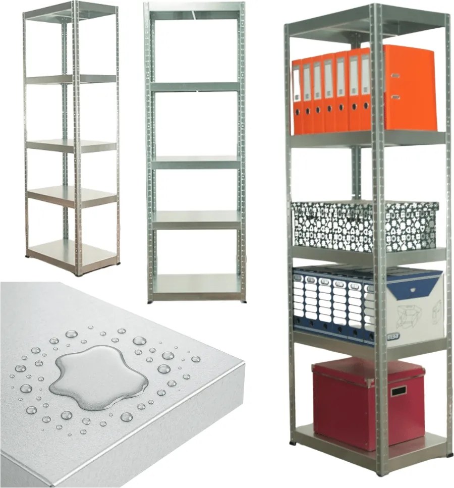 Könyvespolc teljes fém 180x60x40 műhely állvány tároló állvány horganyzott