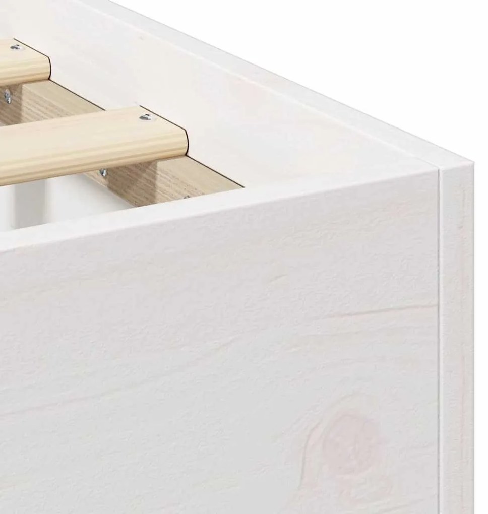 vidaXL Földi ágykeret tárolóval Fehér 150 x 200 cm Tömör fenyőfa