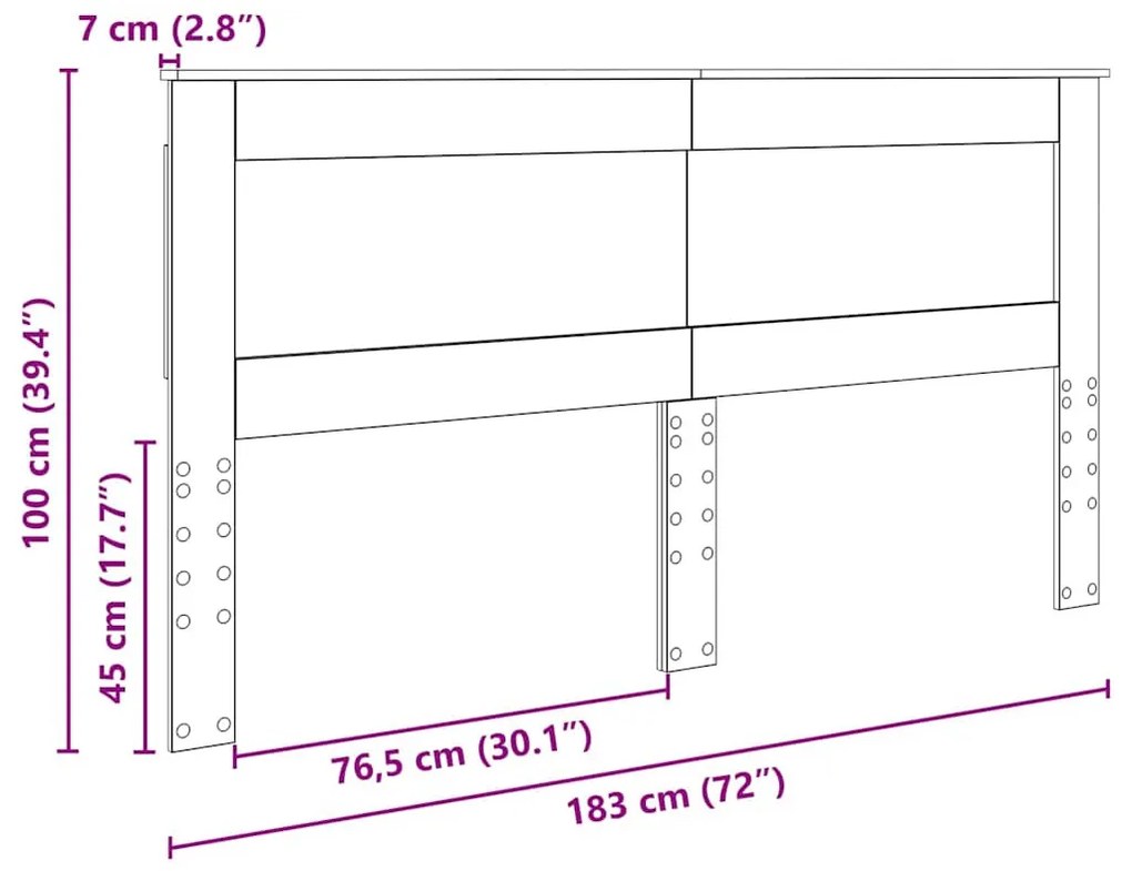 Fejtámla fejtámlával Beton Szürke 180 cm Faanyag