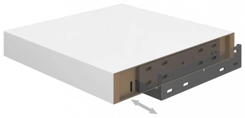 4 db magasfényű fehér MDF lebegő fali polc 23 x 23,5 x 3,8 cm