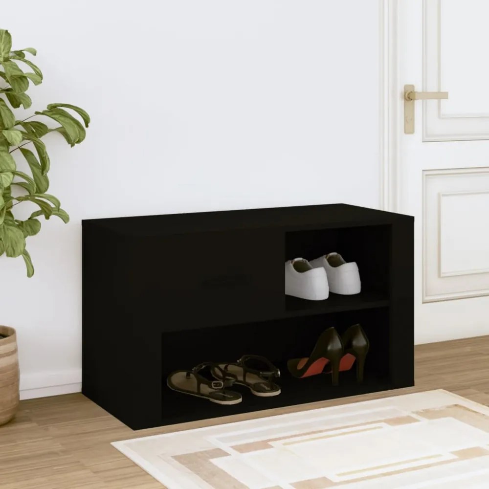 fekete szerelt fa cipősszekrény 80x35x45 cm