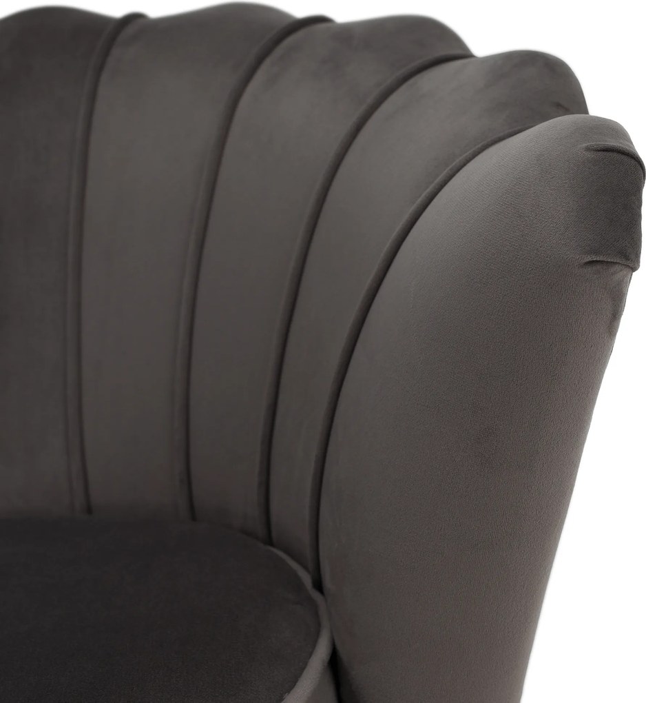 Art-deco stílusú fotel, szürkésbarna Velvet szövet/gold arany króm, NOBLEO
