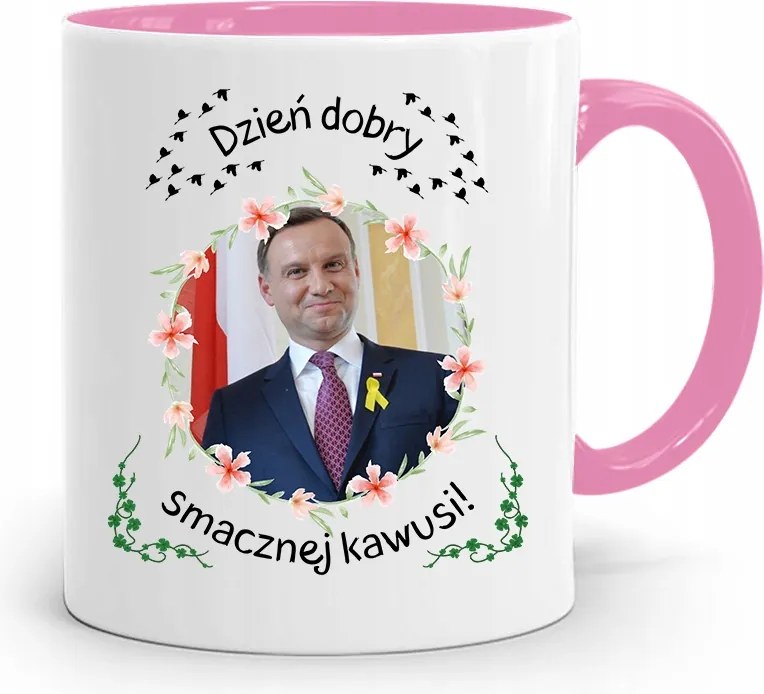 Andrzej Duda Pis Rózsaszín Elnöki Bögre fényképes nyomattal