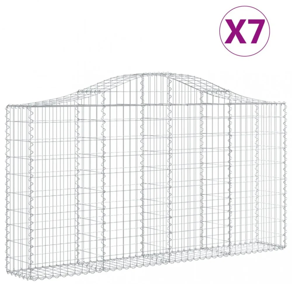 7 db íves horganyzott vas gabion kosár 200x30x100/120 cm