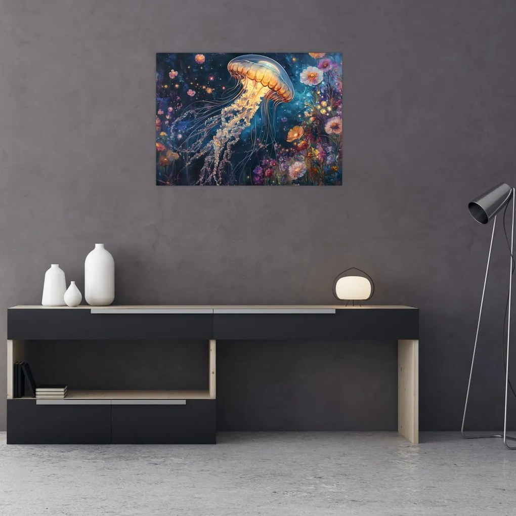 Üveg kép - Varázslatos medúza (70x50 cm)