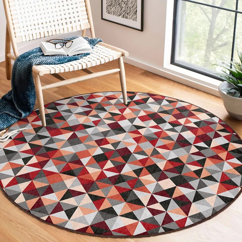 Piros-szürke mosható kerek szőnyeg ø 100 cm Ignite – Mila Home