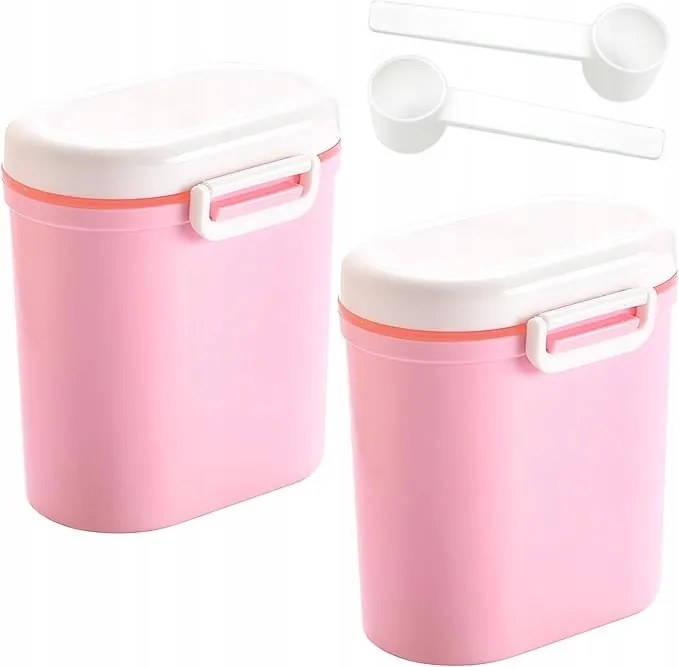 Tejpor tároló doboz mérőpohárral 2db-os tároló doboz Rózsaszín