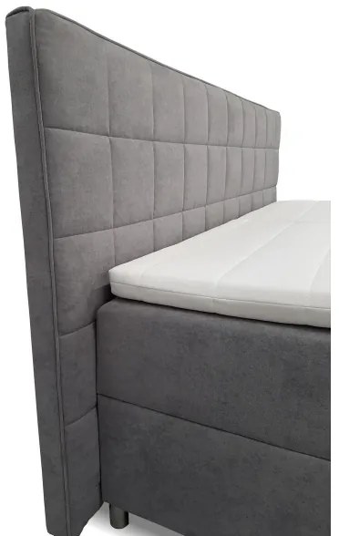 Elektromosan állítható kárpitozott HELEN ágy matracokkal és topperrel, 180×200 cm, szürke