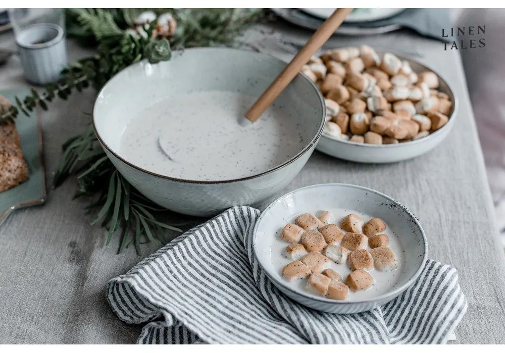 Len konyharuha 45x65 cm Thin Black Stripes – Linen Tales