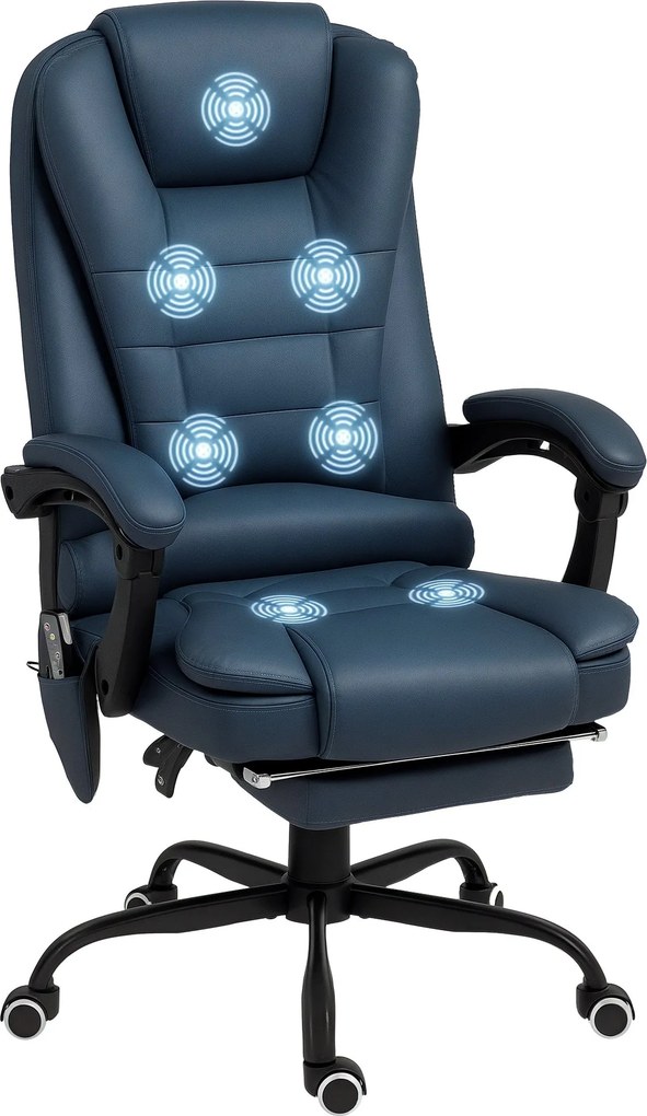 Vinsetto Irodai Szék Masszázs Funkcióval, Ergonomikus Ü Executive Szék Dőlésszög Beállítással, Magasságban Állítható Forgószék Távvezérlővel, Oldalsó