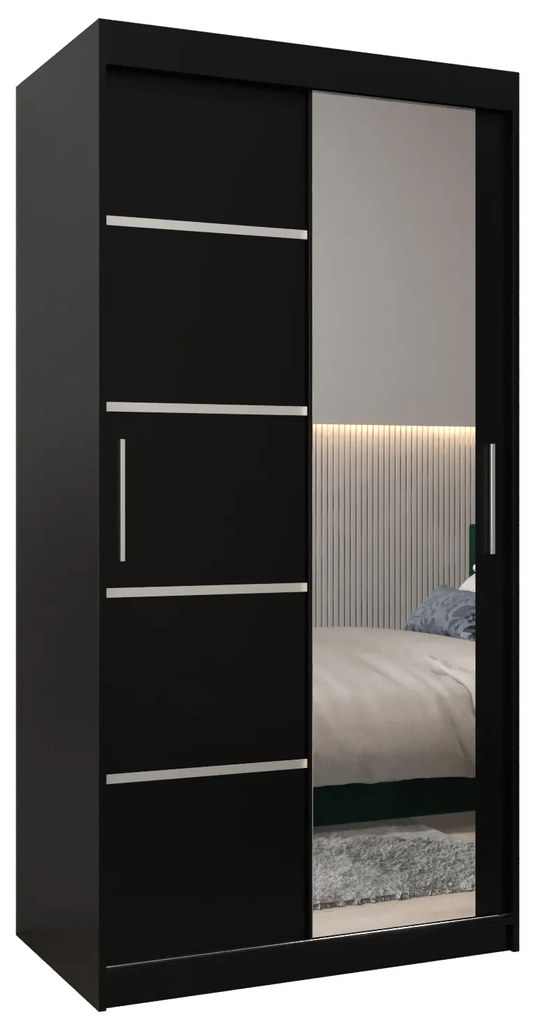 Ruhásszekrény 100 cm tükörrel Verika 2 100 (fekete). 1063762