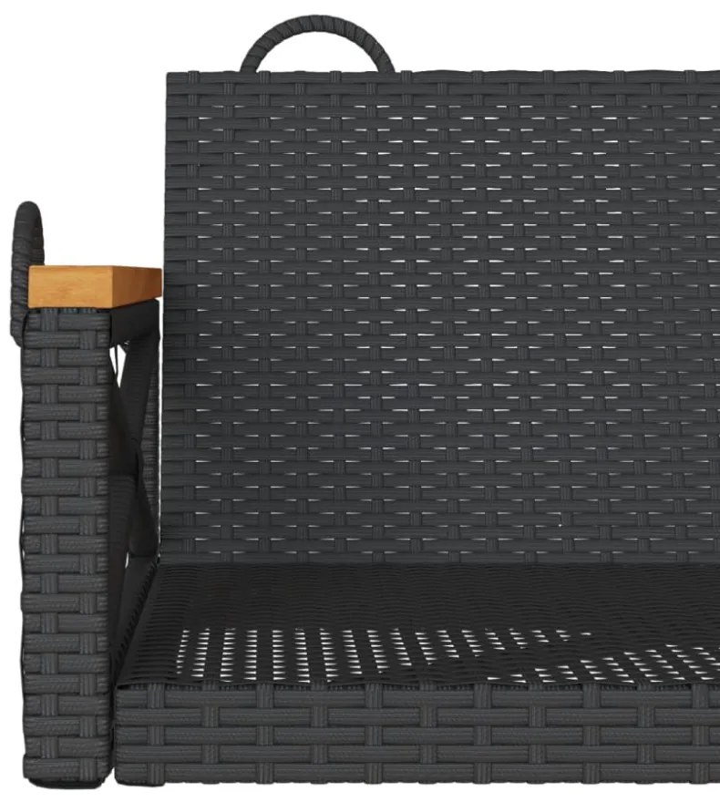 fekete polyrattan hintapad 63 x 62 x 40 cm