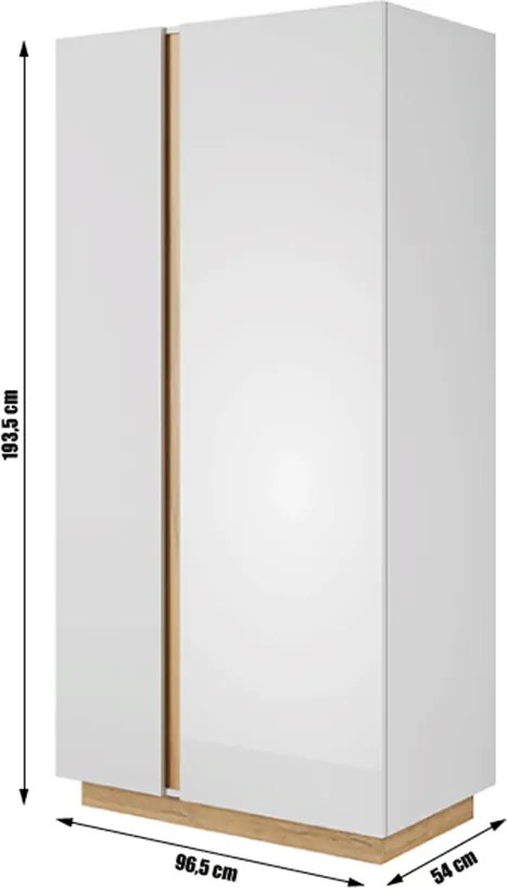 Szekrény, fehér/tölgy grandson/magasfényű fehér, CITY