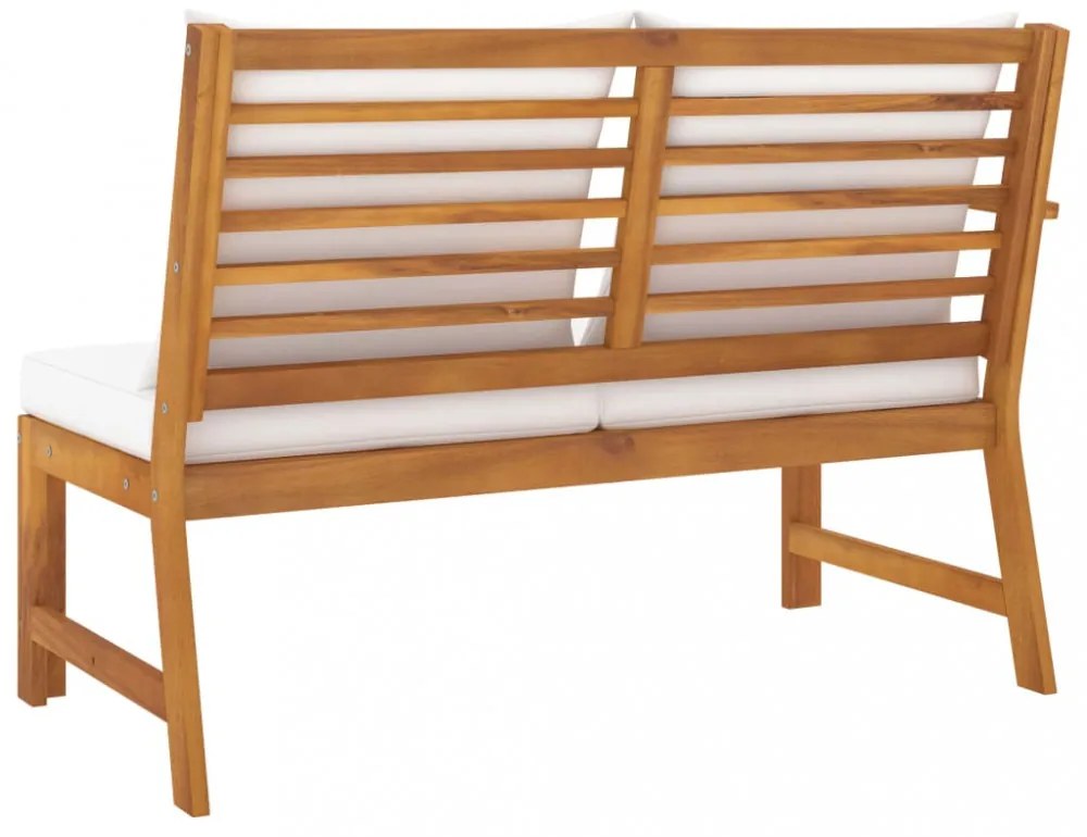 tömör akácfa kerti pad krémszínű párnával 114,5 cm