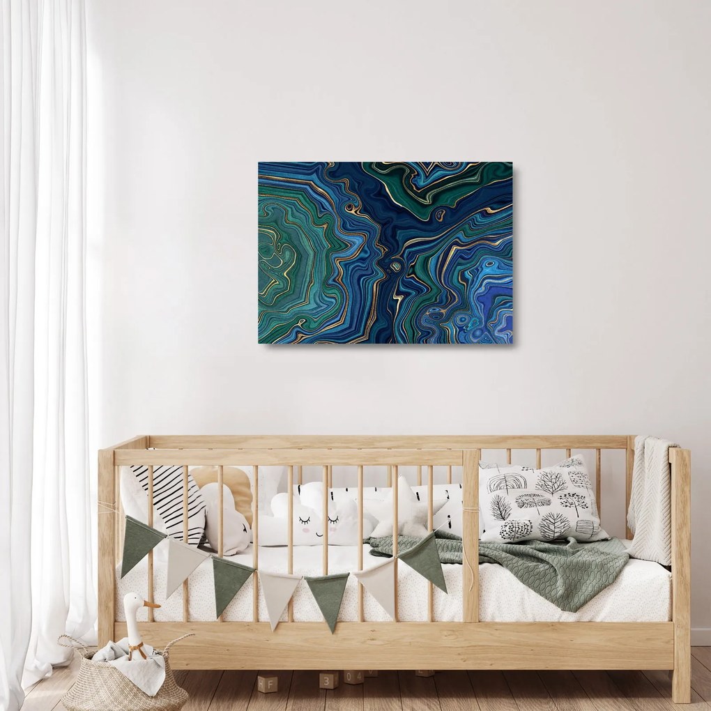 Kép - zöld-kék márvány (üvegen) (70x50 cm)