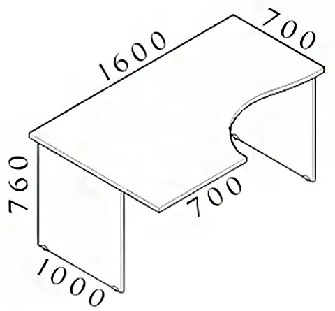 Visio ergonomikus asztal 160 x 100 cm, bal, dió