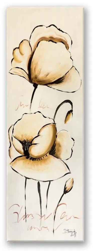 Gario Vászonkép Sárga festett virágok Méret: 50 x 150 cm